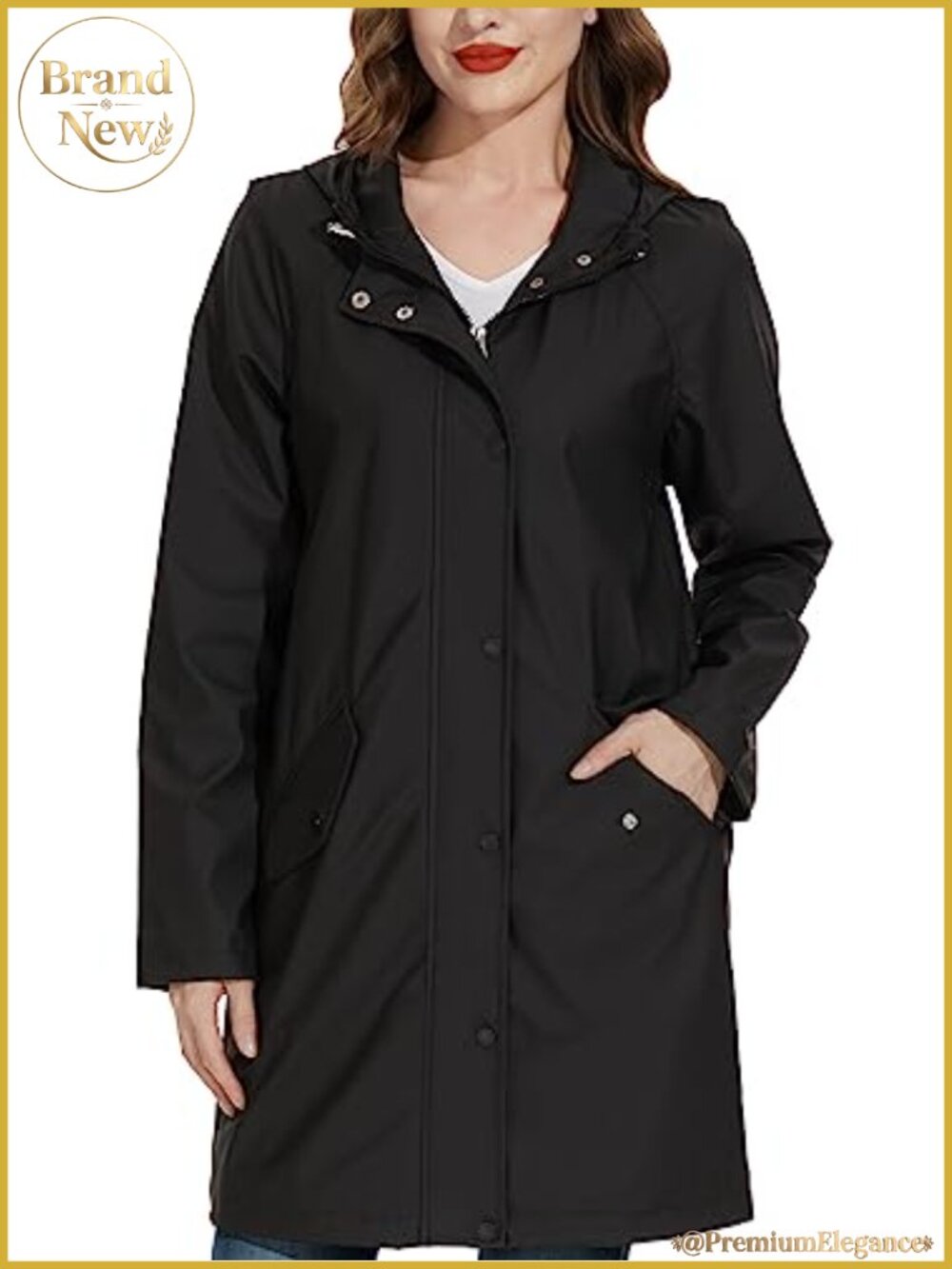 Women's Waterproof Hooded Raincoat Windbreaker Long Active Outdoor